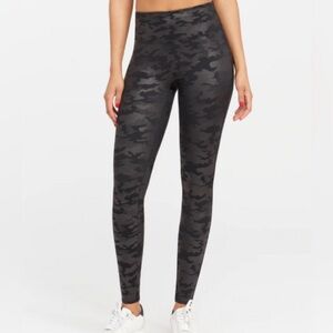SPANX Faux Leather Camo Leggings